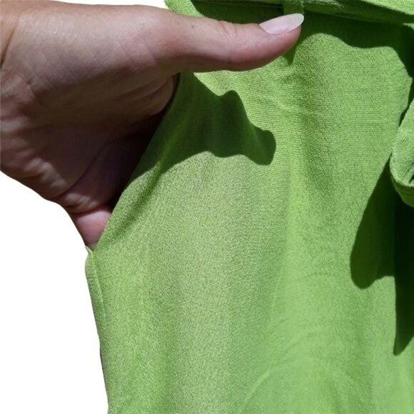 June & Hudson Shorts High Waisted Paperbag Tie Waist Cheeky Ruffle Hem Lime Sz S - Picture 6 of 8